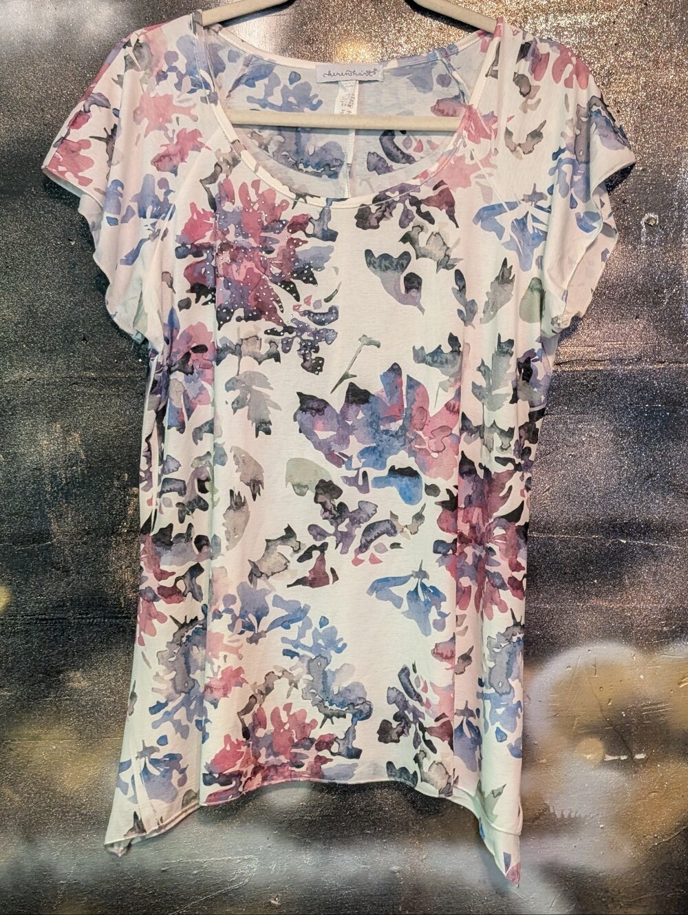 Soft Watercolor Floral Tee - White/Multicolor